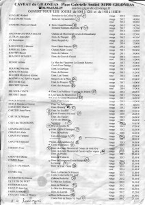 Weinliste der Caveau vom Oktober 2015, Seite 1