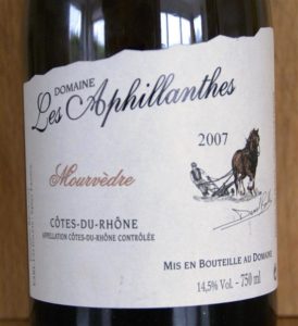 Les Aphillanthes Mourvèdre 2007, AC Côtes-du-rhône